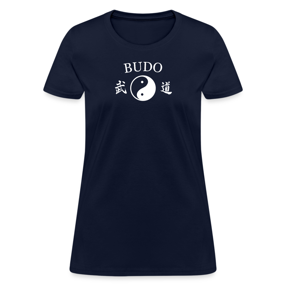 Budo Yin and Yang Kanji Women's T-Shirt - navy