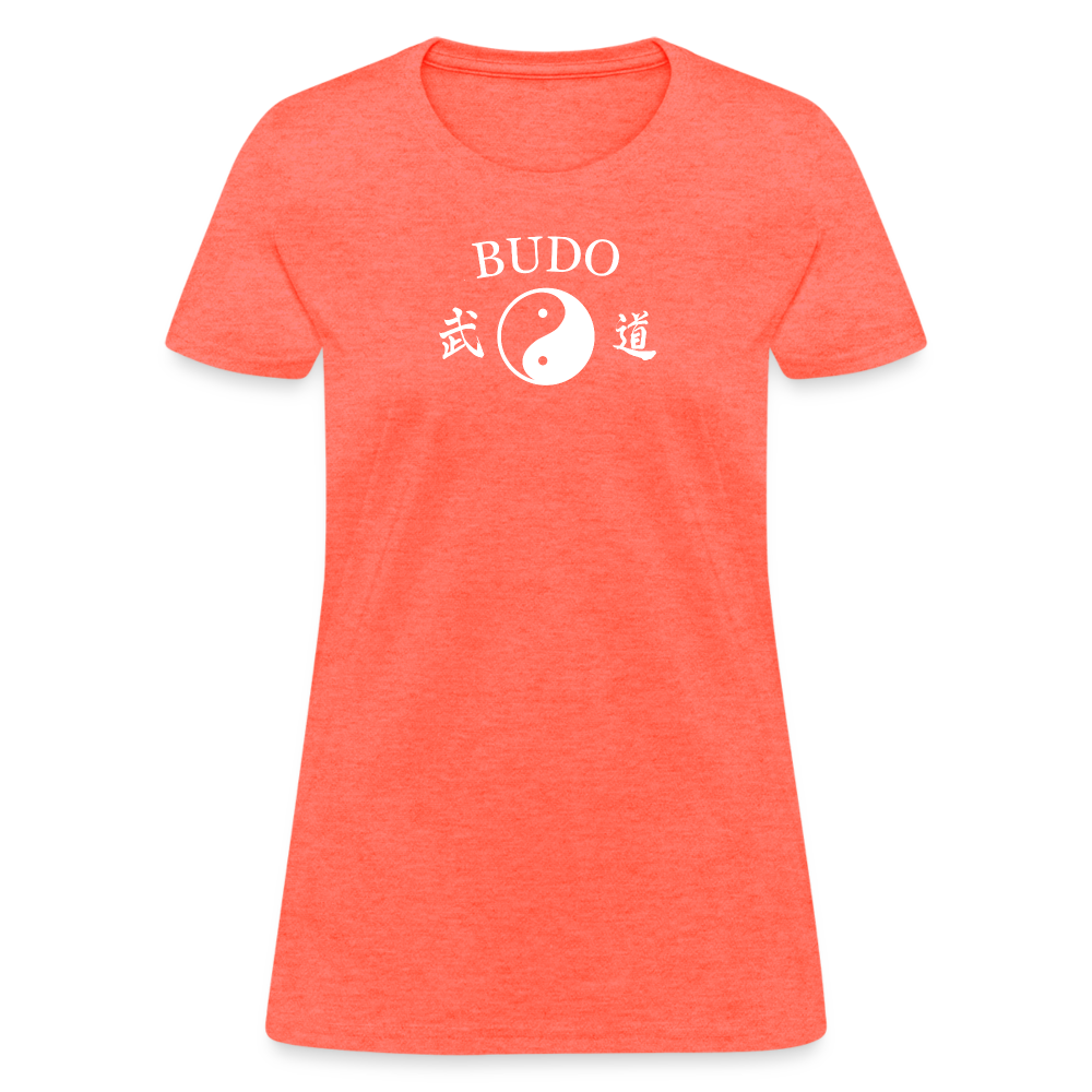 Budo Yin and Yang Kanji Women's T-Shirt - heather coral