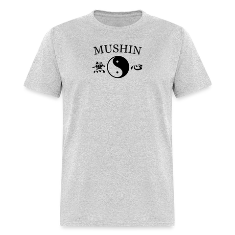 Mushin Kanji with Yin and Yang Men's T-Shirt - heather gray