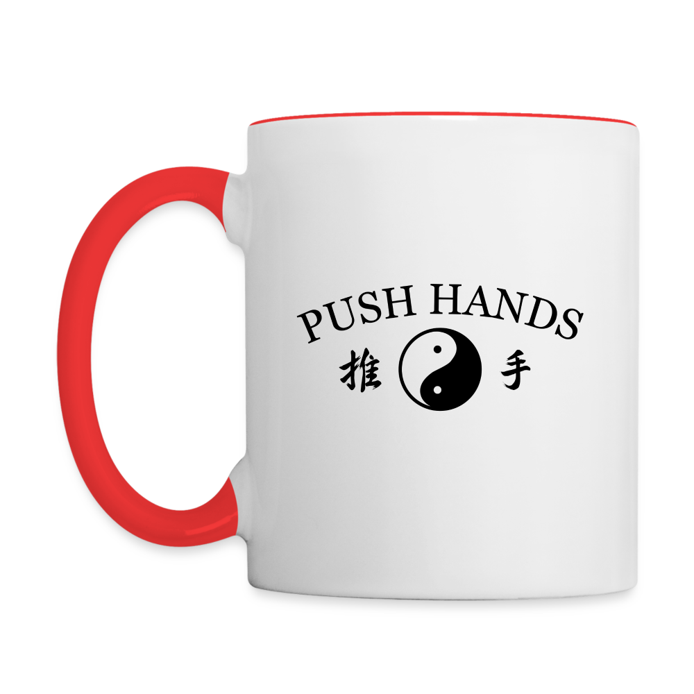 Push Hands Kanji/Yin and Yang Coffee Mug - white/red