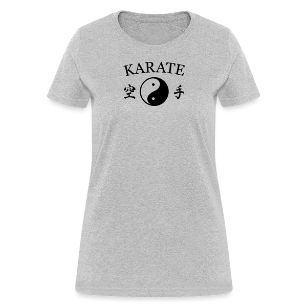 Karate Yin and Yang Kanji Women's T-Shirt - heather gray