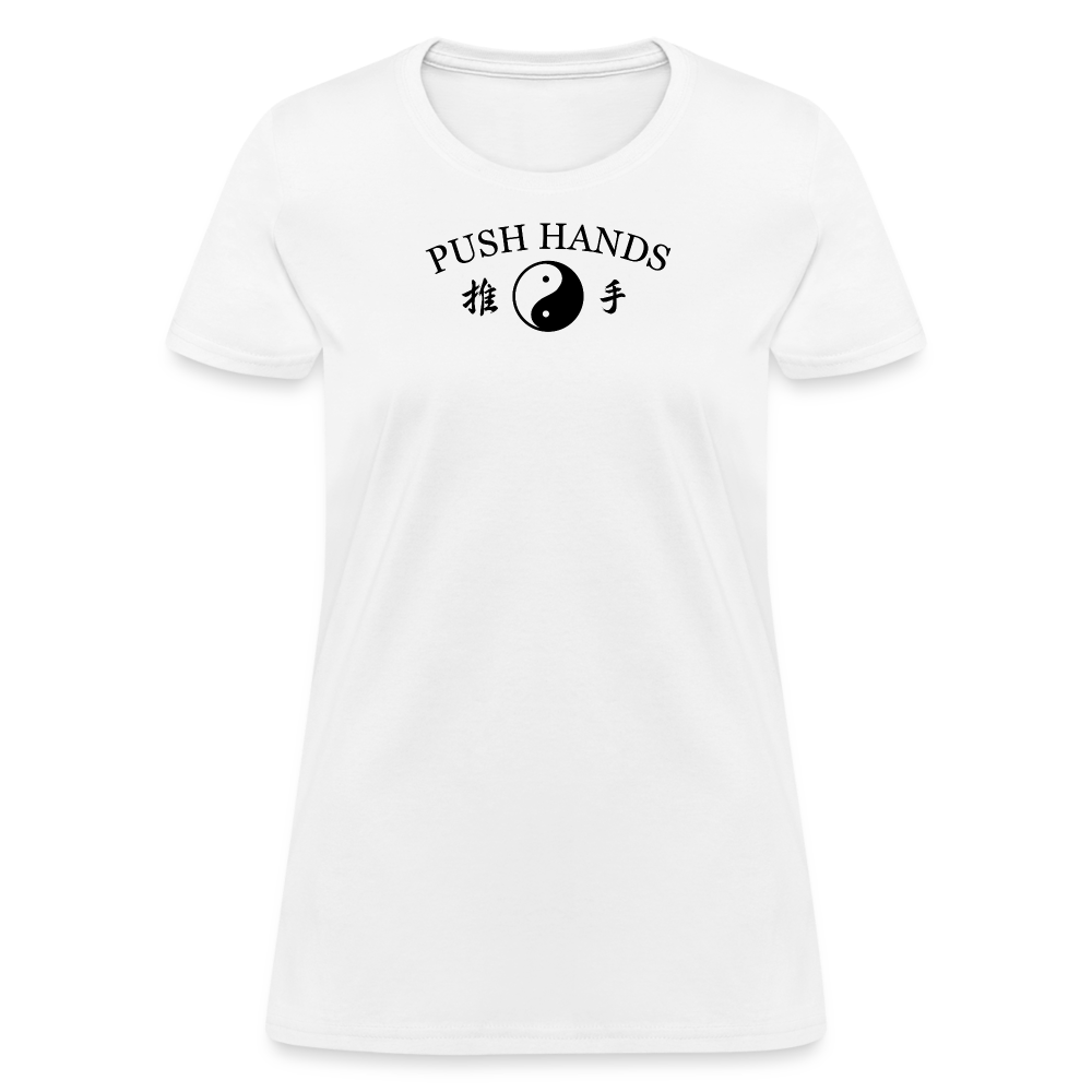 Push Hands Yin and Yang Kanji Women's T-Shirt - white