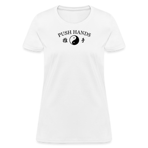 Push Hands Yin and Yang Kanji Women's T-Shirt - white