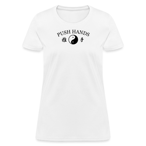 Push Hands Yin and Yang Kanji Women's T-Shirt - white