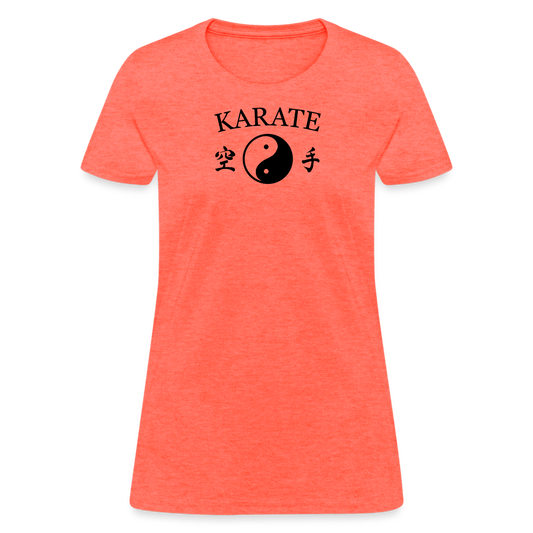 Karate Yin and Yang Kanji Women's T-Shirt - heather coral