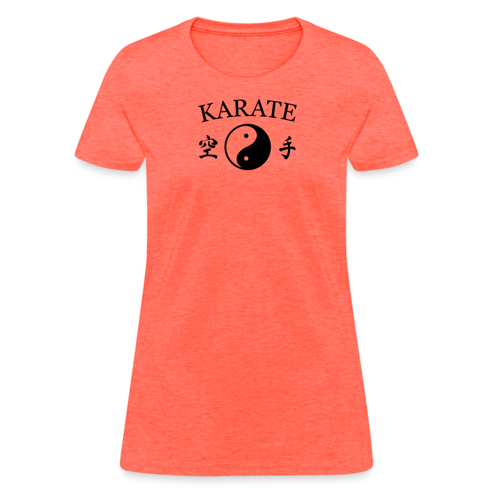 Karate Yin and Yang Kanji Women's T-Shirt - heather coral