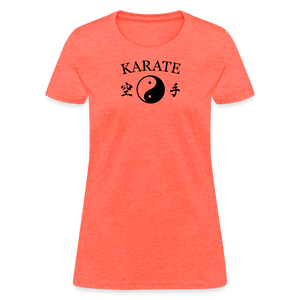 Karate Yin and Yang Kanji Women's T-Shirt - heather coral