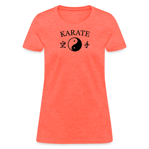 Karate Yin and Yang Kanji Women's T-Shirt - heather coral