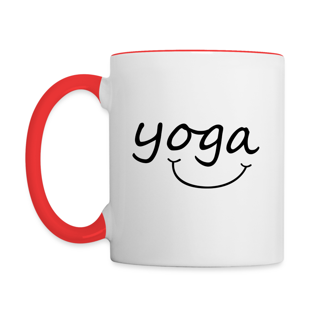 Yoga with a Smile Mug - white/red