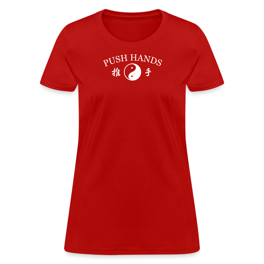 Push Hands Yin and Yang Kanji Women's T-Shirt - red