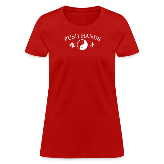 Push Hands Yin and Yang Kanji Women's T-Shirt - red