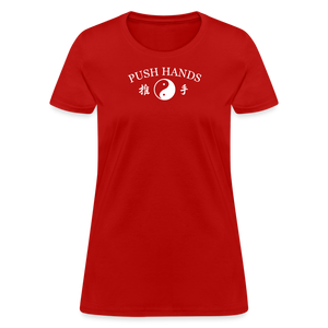 Push Hands Yin and Yang Kanji Women's T-Shirt - red