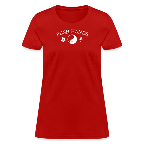 Push Hands Yin and Yang Kanji Women's T-Shirt - red