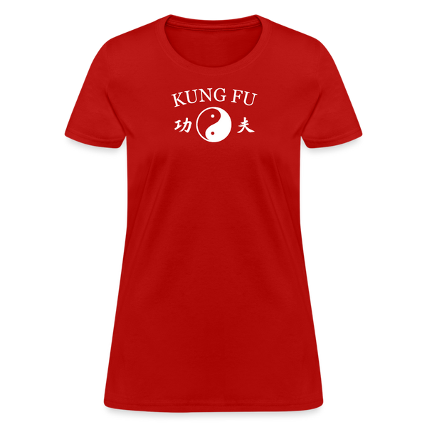 Kung Fu Yin and Yang Kanji Women's T-Shirt - red