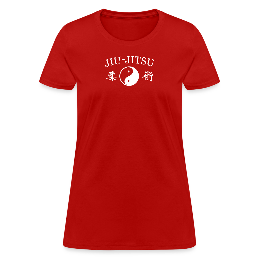 Jiu-Jitsu Yin and Yang Kanji Women's T-Shirt - red