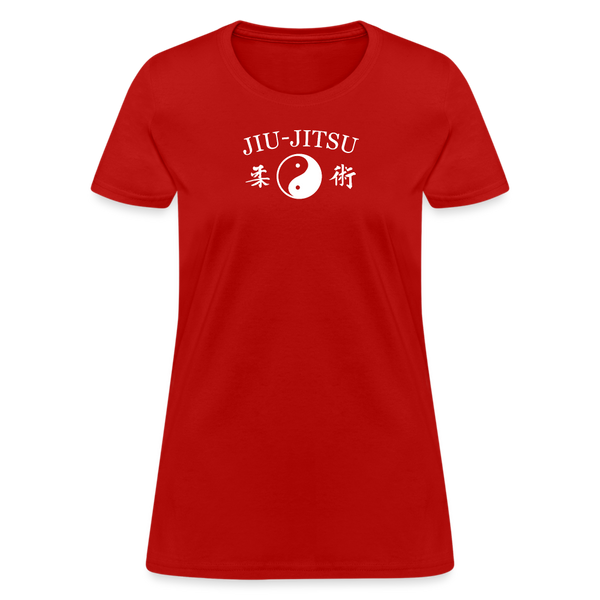 Jiu-Jitsu Yin and Yang Kanji Women's T-Shirt - red