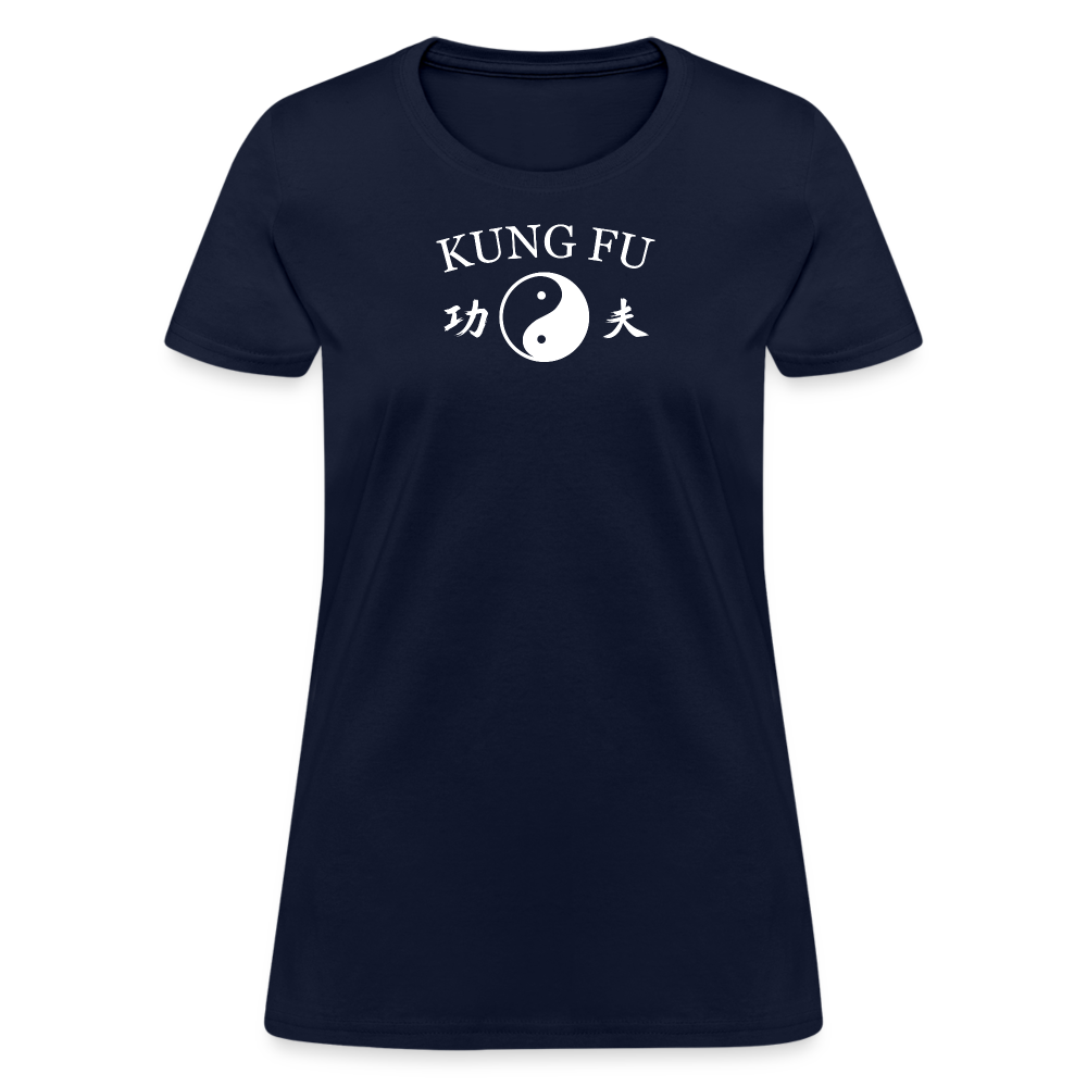 Kung Fu Yin and Yang Kanji Women's T-Shirt - navy