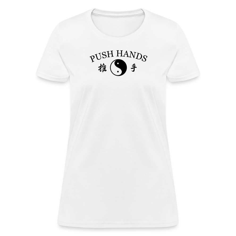 Push Hands Yin and Yang Kanji Women's T-Shirt - white