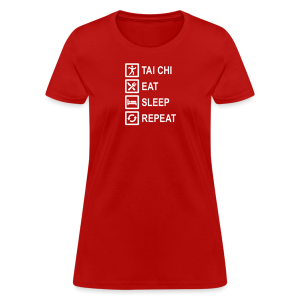 Tai Chi, Eat Sleep, Repeat Women's T-Shirt - red