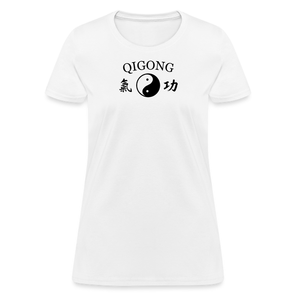 Qigong Yin and Yang with Kanji Women's T-Shirt - white