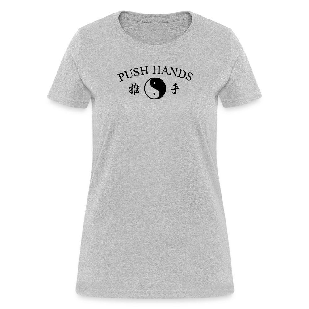 Push Hands Yin and Yang Kanji Women's T-Shirt - heather gray