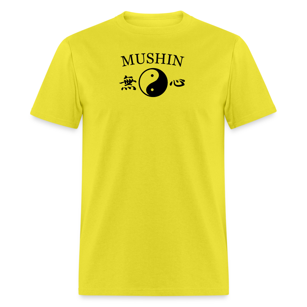 Mushin Kanji with Yin and Yang Men's T-Shirt - yellow