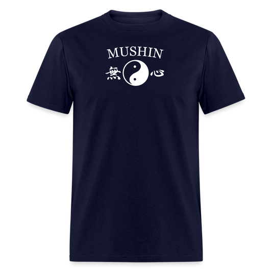 Mushin Kanji with Yin and Yang Men's T-Shirt - navy