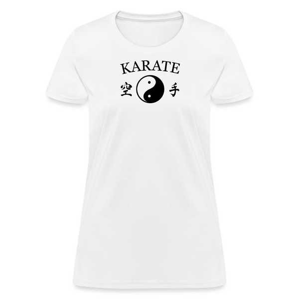 Karate Yin and Yang Kanji Women's T-Shirt - white