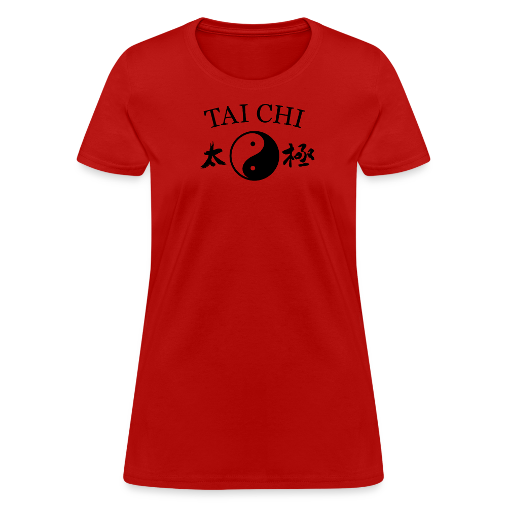 Tai Chi Yin and Yang with Kanji Women's T-Shirt - red