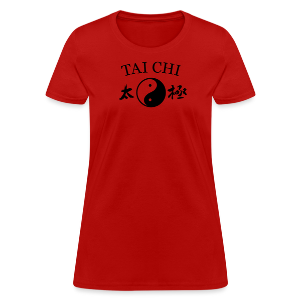 Tai Chi Yin and Yang with Kanji Women's T-Shirt - red