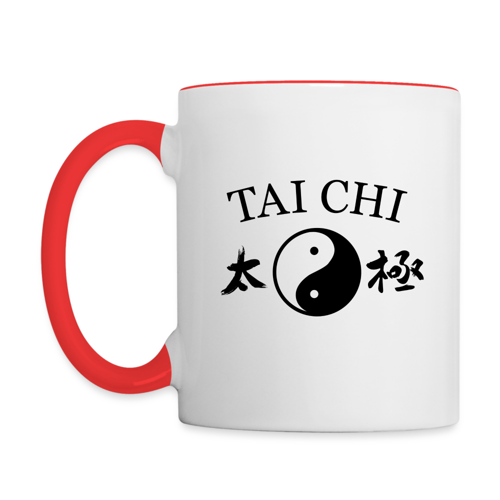 Tai Chi Kanji/Yin and Yang Coffee Mug - white/red