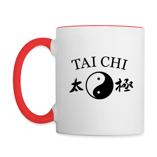 Tai Chi Kanji/Yin and Yang Coffee Mug - white/red