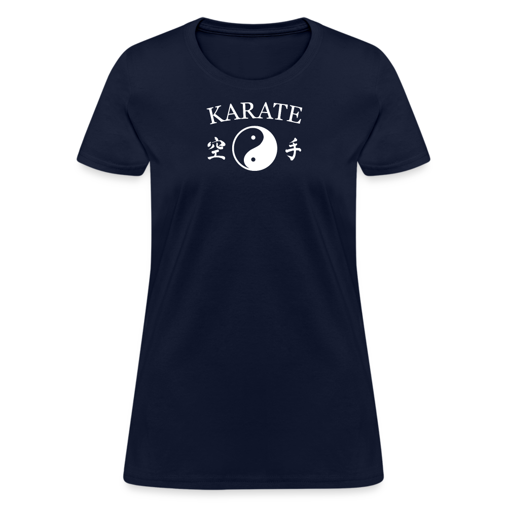 Karate Yin and Yang Kanji Women's T-Shirt - navy