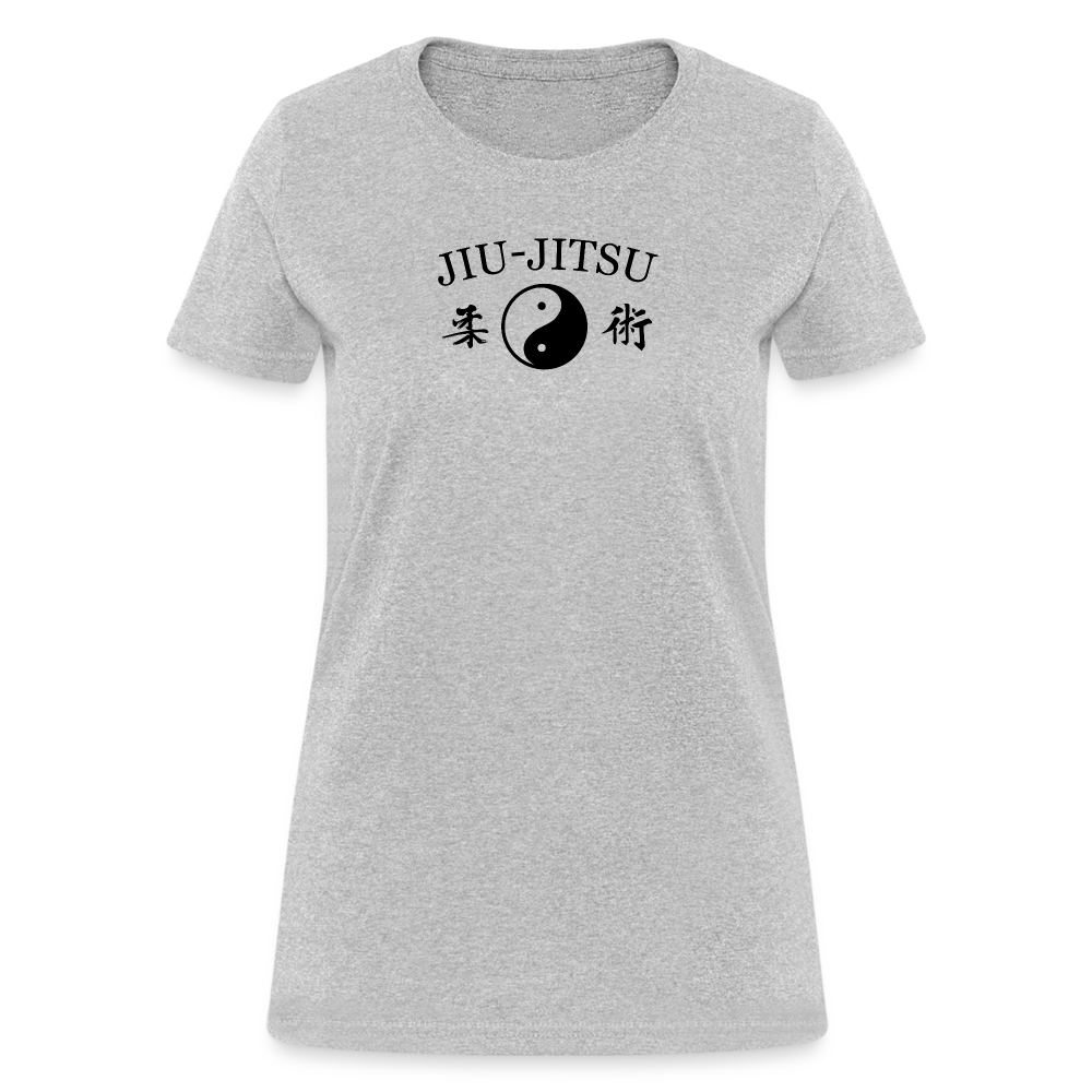 Jiu-Jitsu Yin and Yang Kanji Women's T-Shirt - heather gray