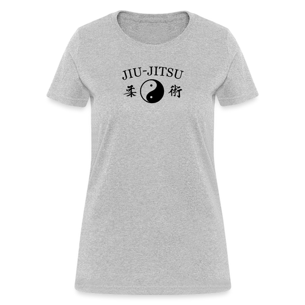 Jiu-Jitsu Yin and Yang Kanji Women's T-Shirt - heather gray