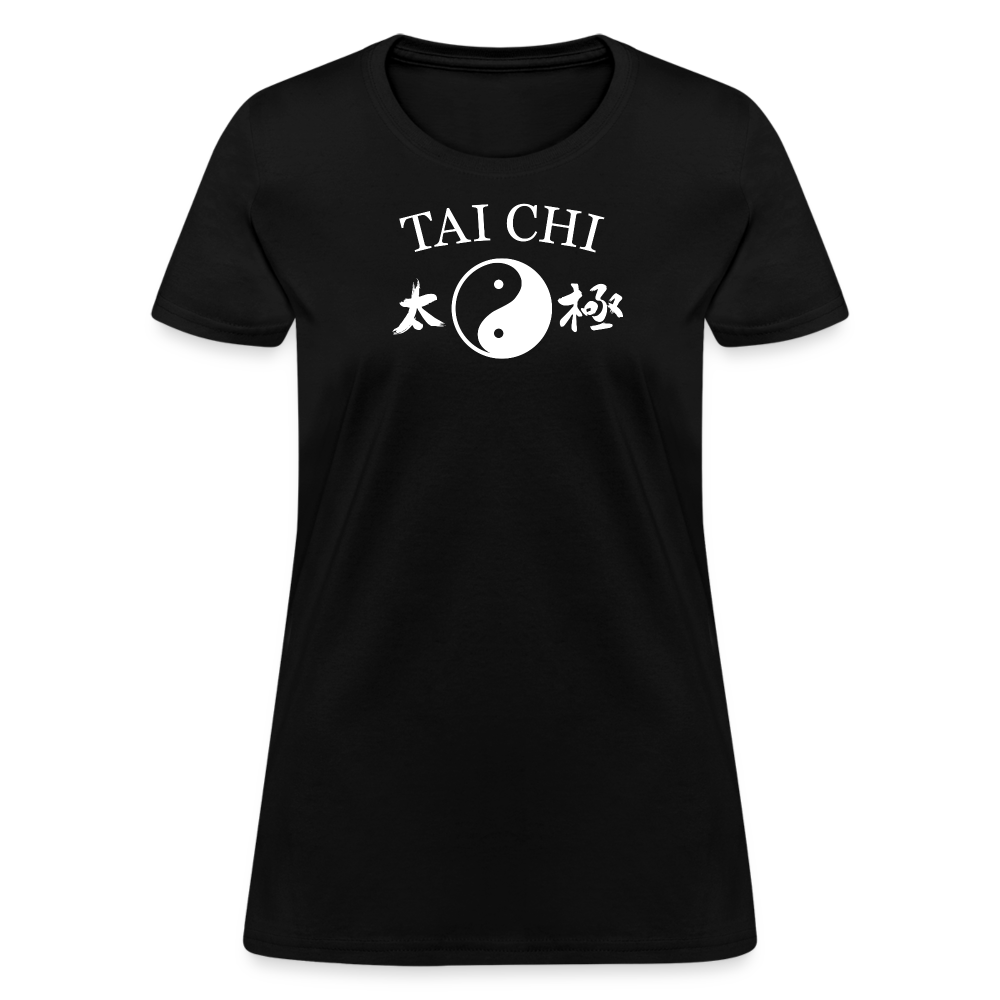 Tai Chi Yin and Yang with Kanji Women's T-Shirt - black