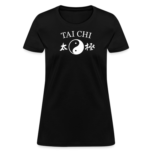 Tai Chi Yin and Yang with Kanji Women's T-Shirt - black