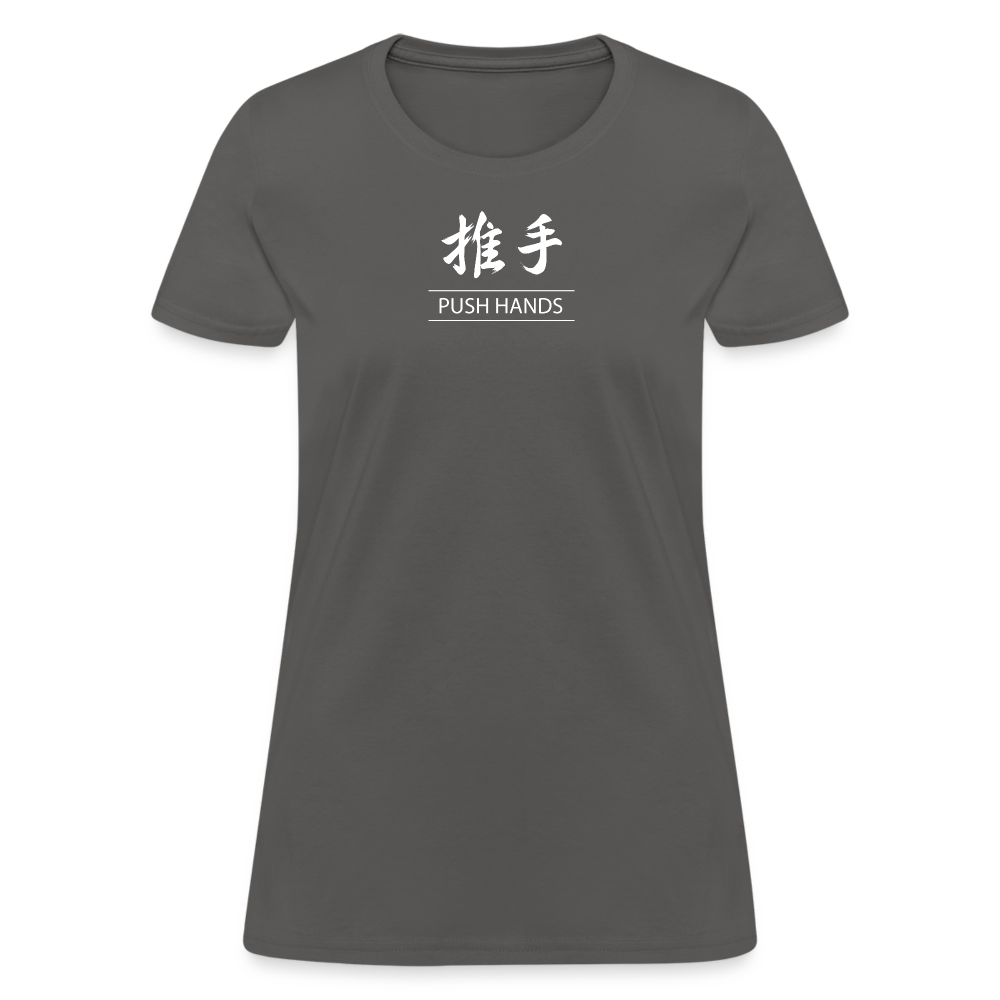 Push Hands Kanji Women's T-Shirt - charcoal