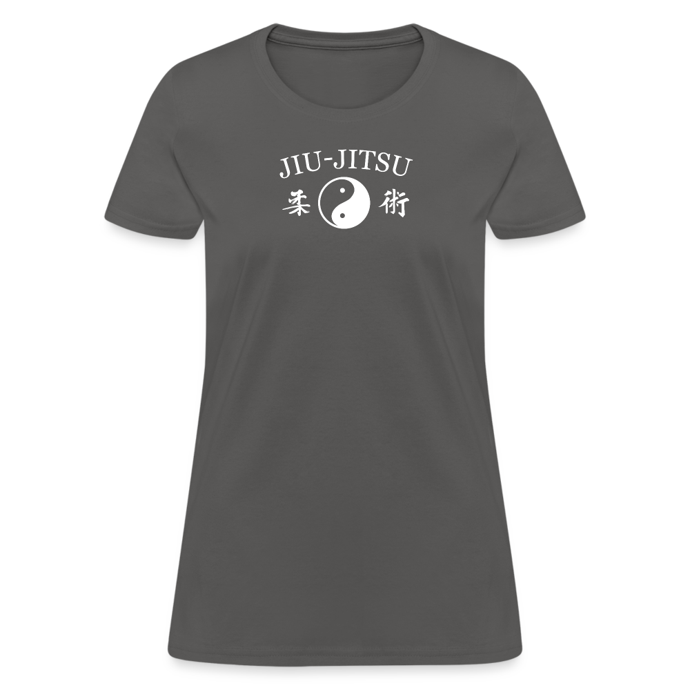 Jiu-Jitsu Yin and Yang Kanji Women's T-Shirt - charcoal