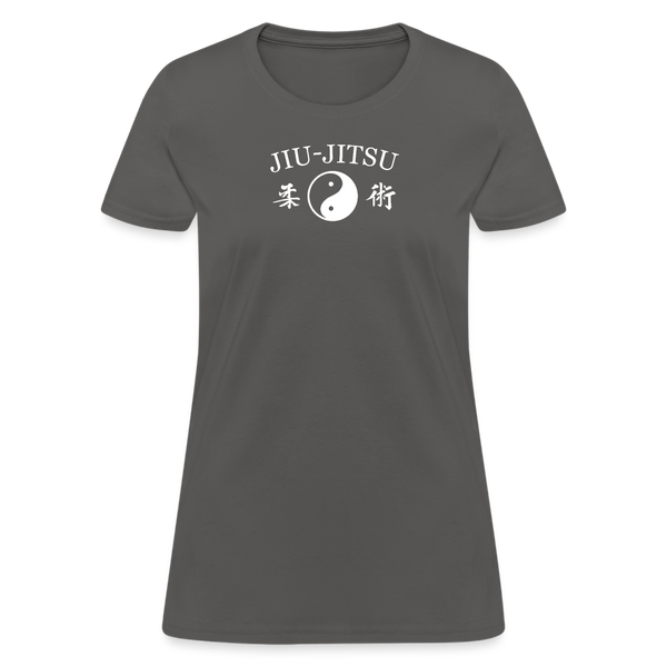 Jiu-Jitsu Yin and Yang Kanji Women's T-Shirt - charcoal