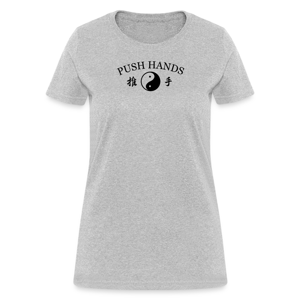 Push Hands Yin and Yang Kanji Women's T-Shirt - heather gray