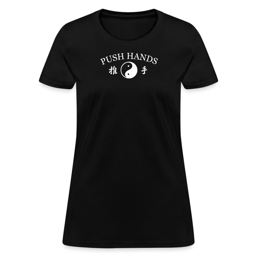 Push Hands Yin and Yang Kanji Women's T-Shirt - black