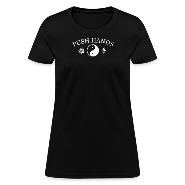 Push Hands Yin and Yang Kanji Women's T-Shirt - black