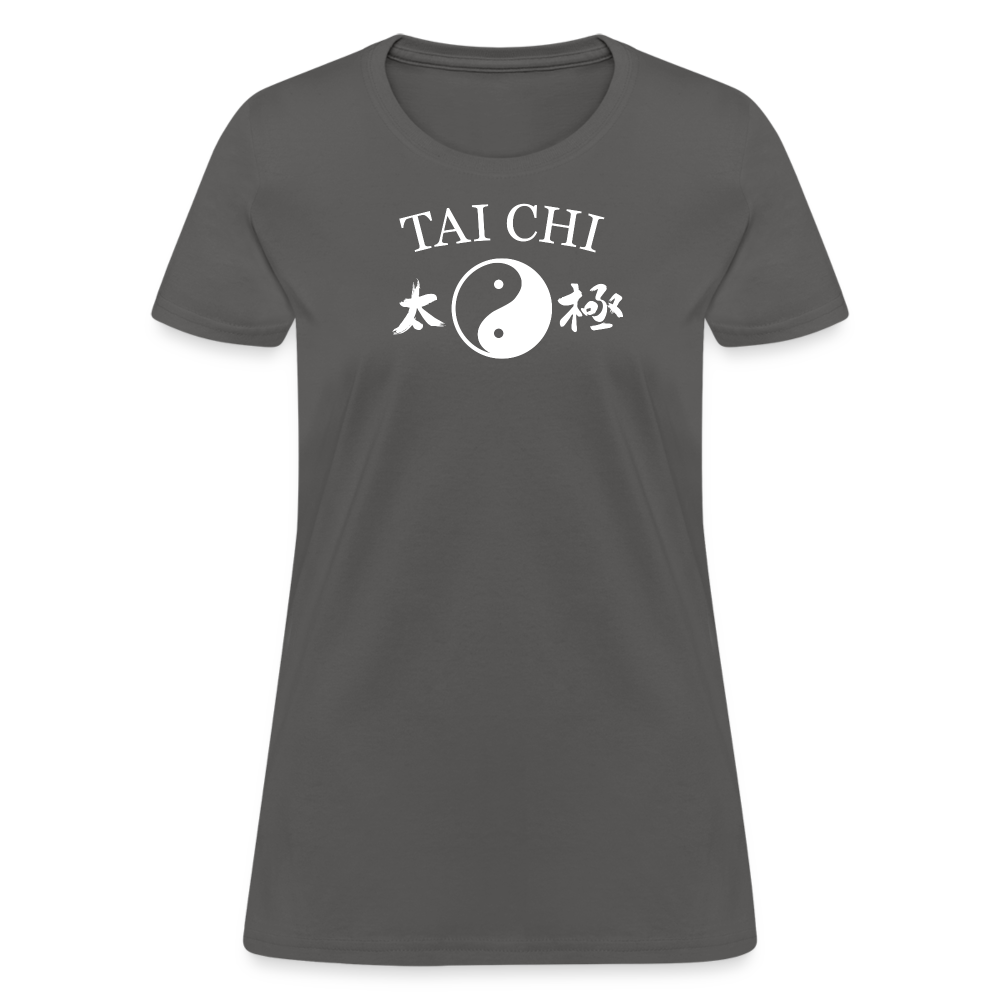 Tai Chi Yin and Yang with Kanji Women's T-Shirt - charcoal