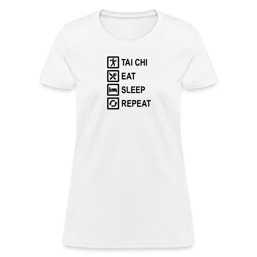 Tai Chi, Eat Sleep, Repeat Women's T-Shirt - white