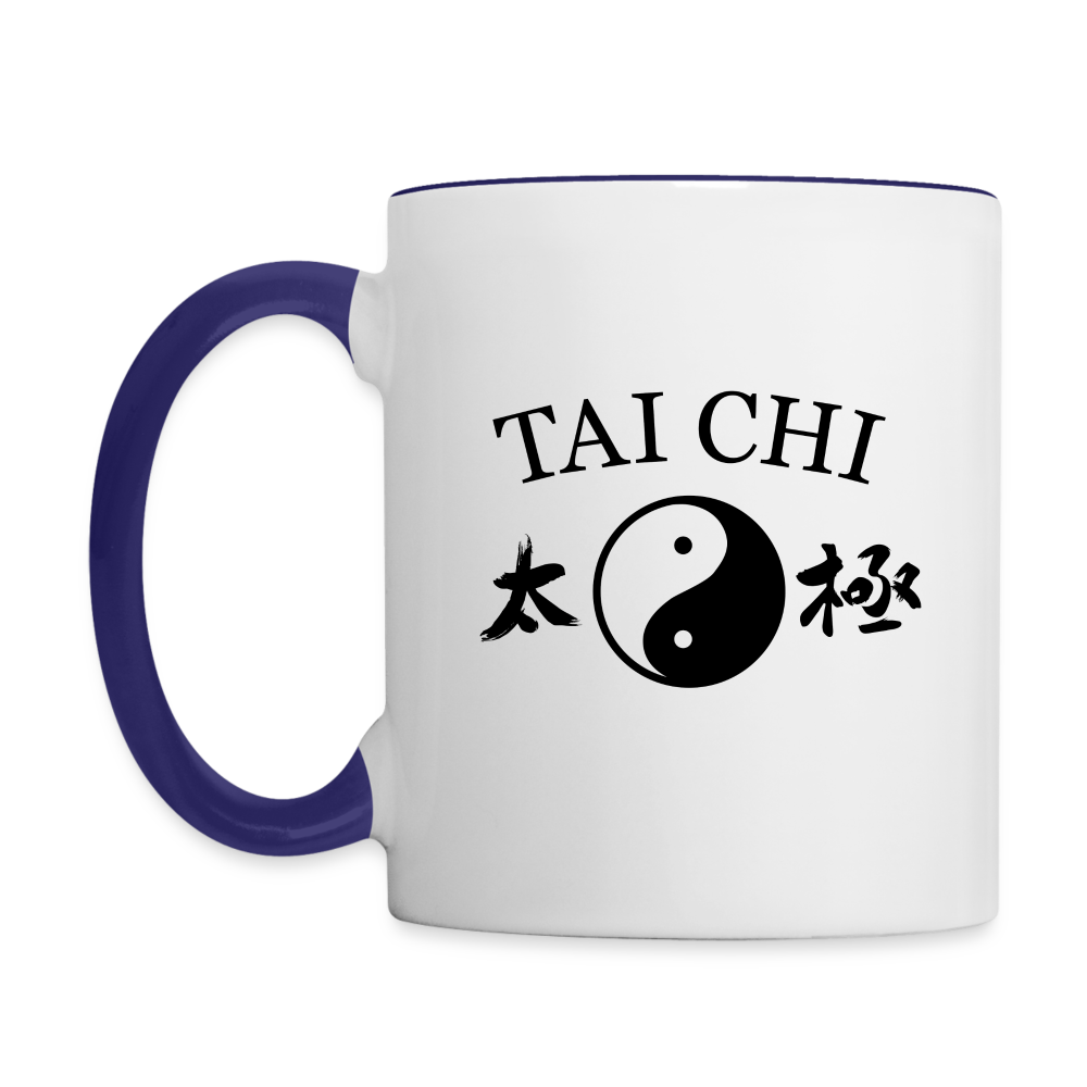 Tai Chi Kanji/Yin and Yang Coffee Mug - white/cobalt blue