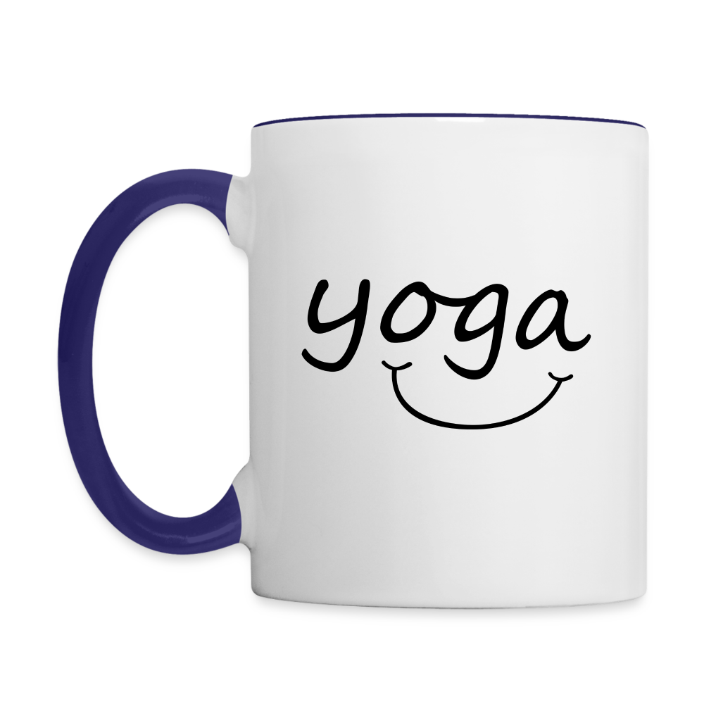 Yoga with a Smile Mug - white/cobalt blue