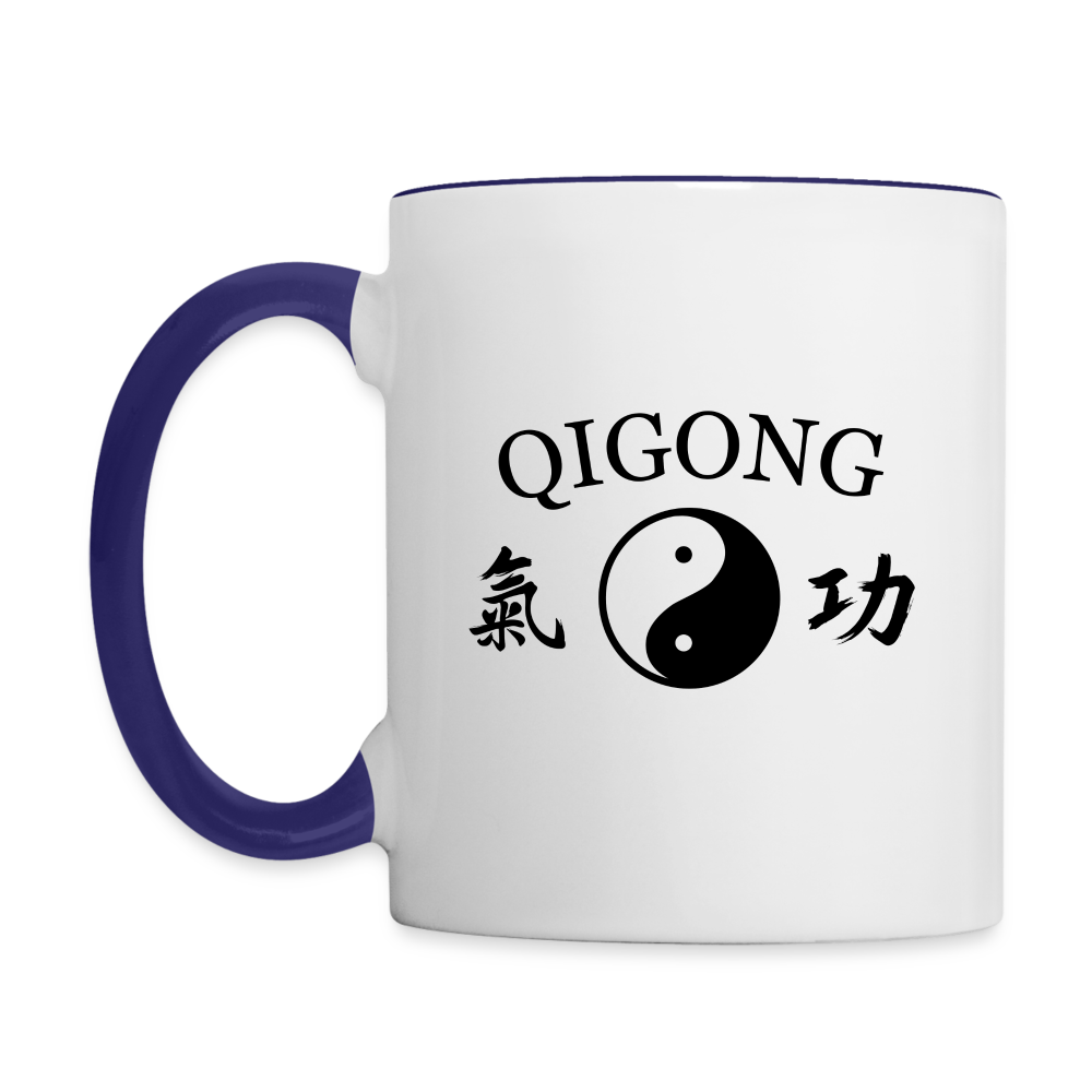 Qigong Kanji/Yin and Yang Coffee Mug - white/cobalt blue