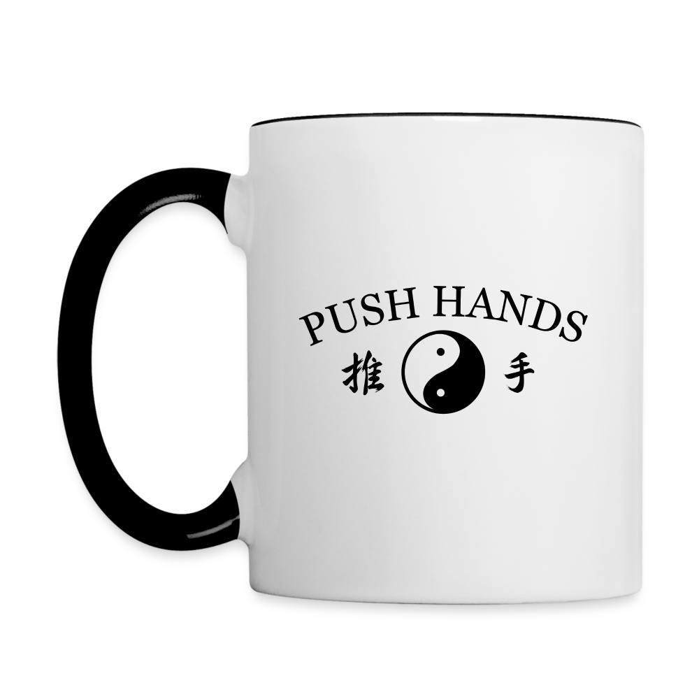 Push Hands Kanji/Yin and Yang Coffee Mug - white/black