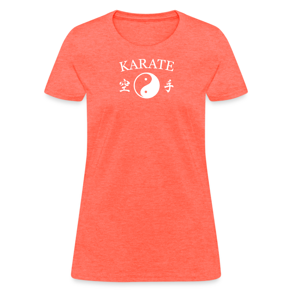 Karate Yin and Yang Kanji Women's T-Shirt - heather coral